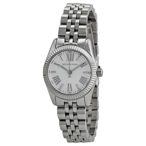 Michael Kors Lexington White Dial Stainless Steel Ladies Watch 